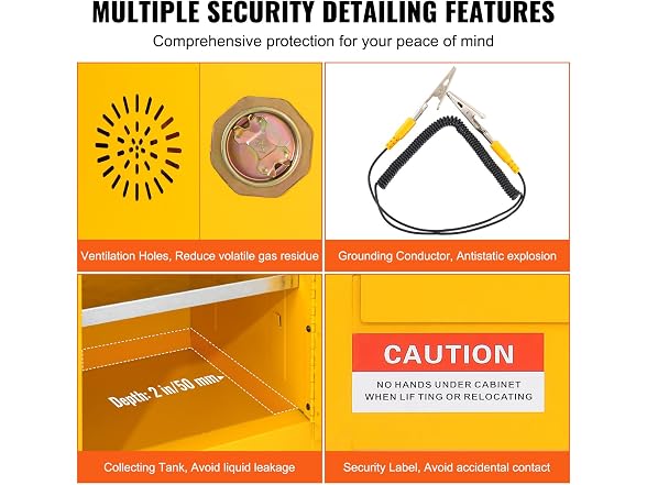Flammable Safety Cabinet, 16 Gal, Cold-Rolled