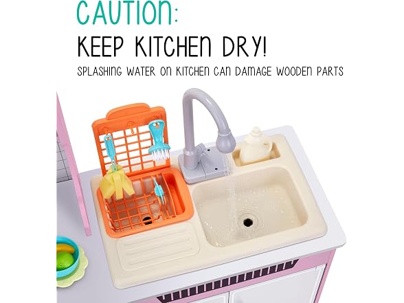 Wide Kitchen Set with Laundry Pink