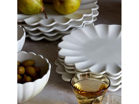 LEMIEUX ET CIE Dhalia 4-Piece Dinner Plate Set White