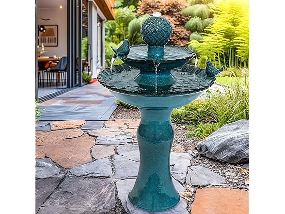 Sunnydaze 27" H 2-Tier Ceramic Water Fountain