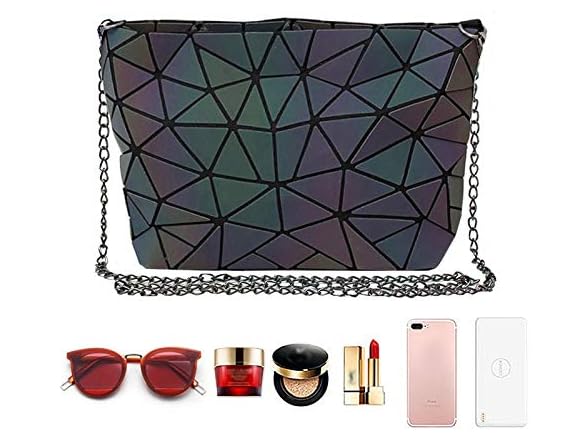 Goclothod Geometric Purse Holographic Crossbody Shoulder Bag