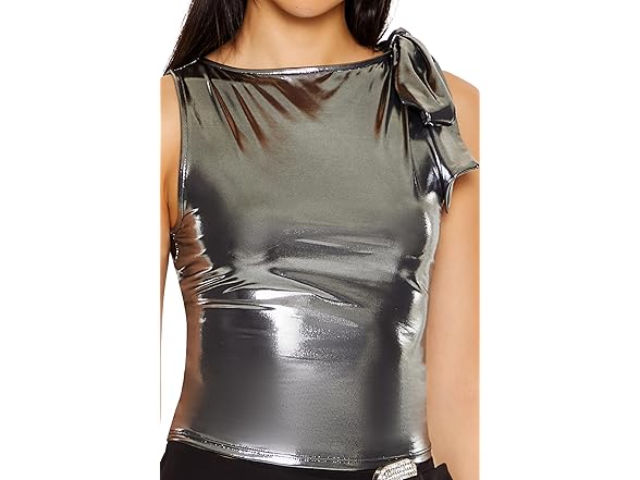 Forever 21 Women (S) Sleeveless Metallic Bow Top