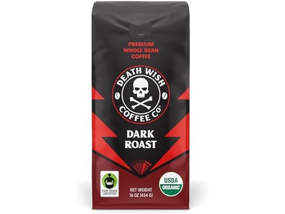 Death Wish Coffee, Organic Dark Roast Whole Bean