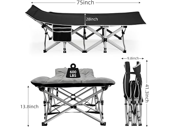 Fragess Portable Camping Cot 28" Wide