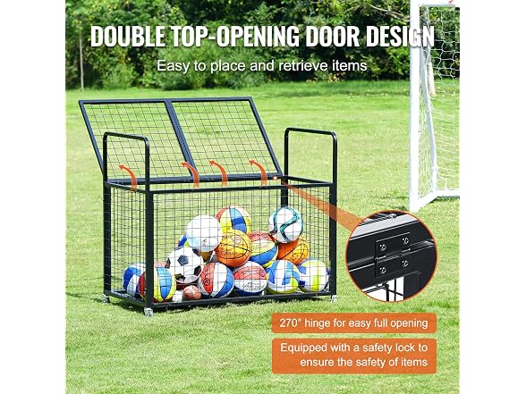 Rolling Sports Ball Storage Cart, Lockable
