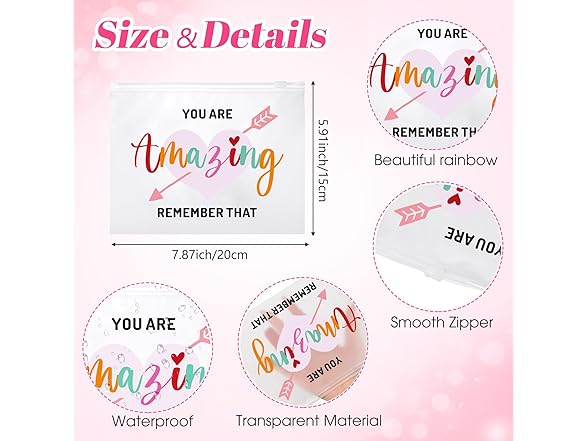 50 Pcs Inspirational Mini Makeup Bags