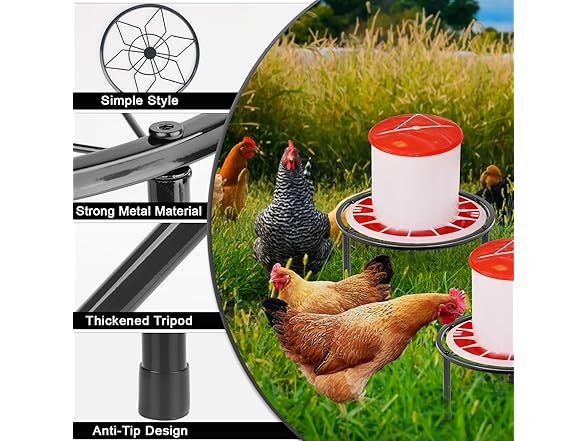 LOTKEY 4 PCS Metal Stand for Chicken Feeder Water
