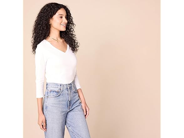Amazon Essentials Women 2-Pack 3/4 Sleeve V-neck