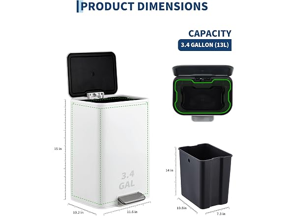 OUTLANE 3.4 Gallon/13 L Small Trash Can