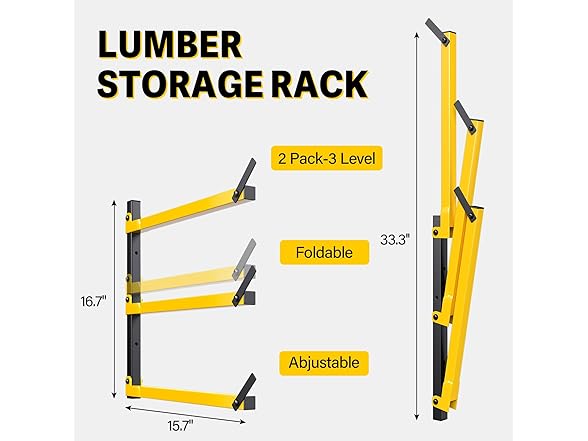 GREENER Lumber Storage Rack Folding w/ 3-Levels, 2 Ct