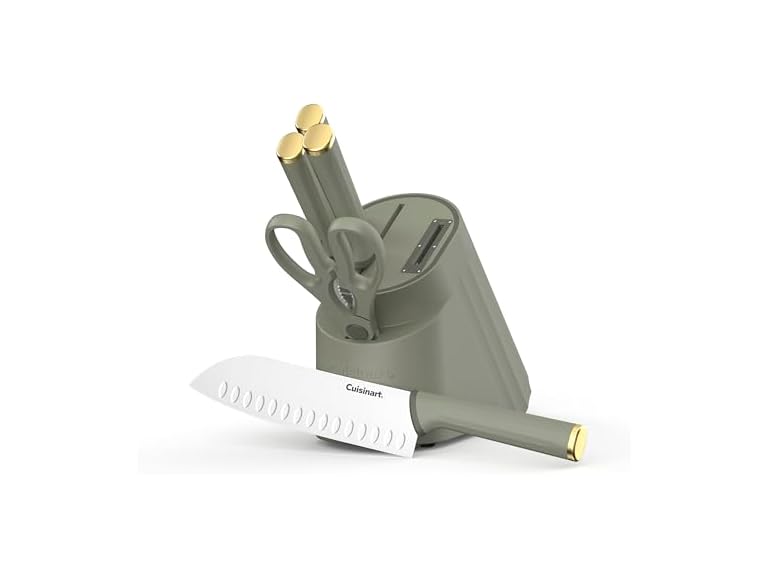 Artisan Elite Stainless Steel Cutlery 6 Piece Knife Block Set, Green