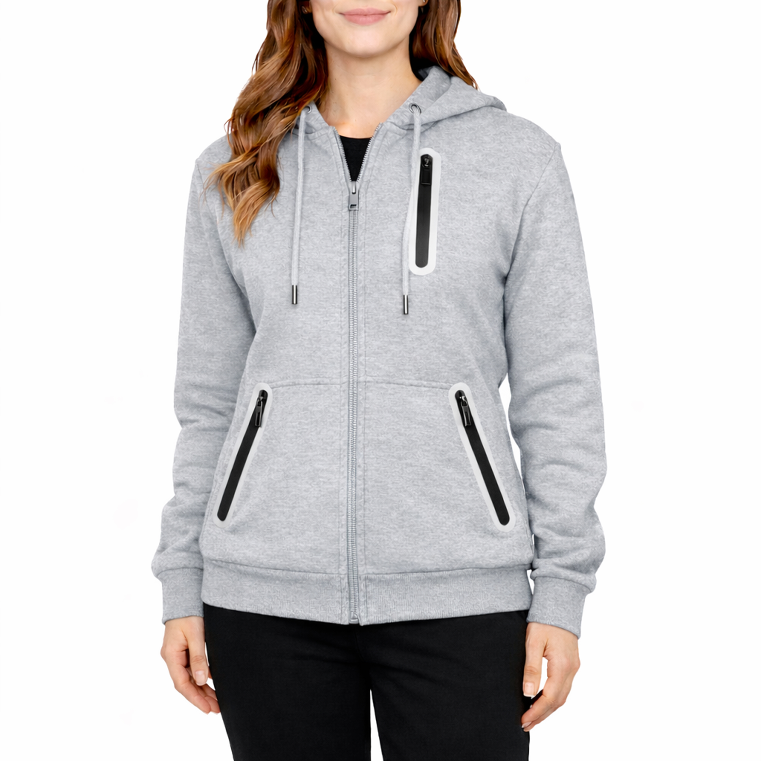 Womens Fleece-Lined Tech Zip Hoodie - Gallery 9