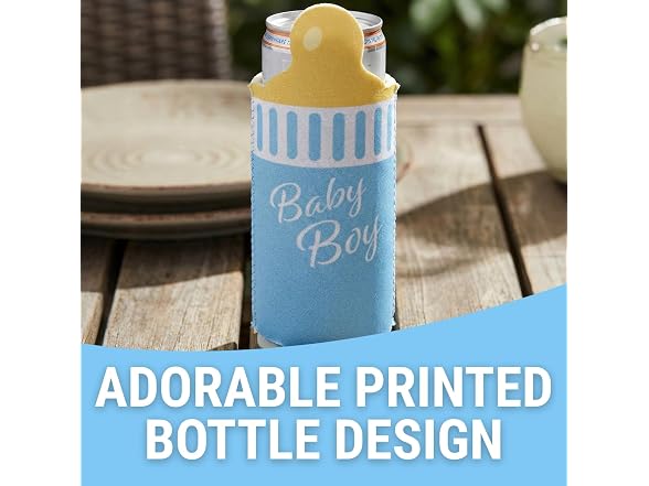 Fun Express Boy Baby Bottle Slim Can Sleeves - 12 Pc