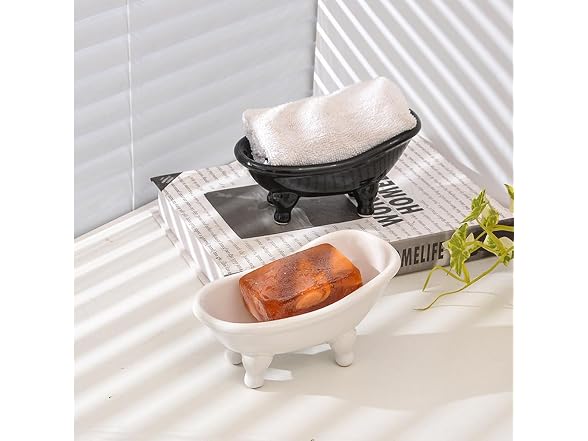 Ceramic Black Clawfoot Bathtub Bar Soap Dish
