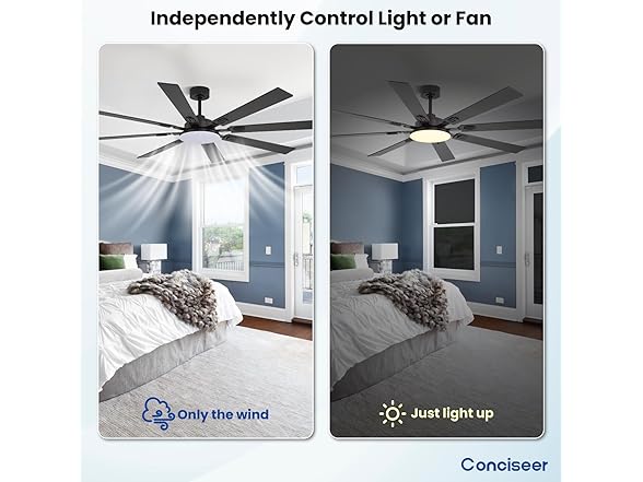 Conciseer 72in Ceiling Fan 5CCT Remote