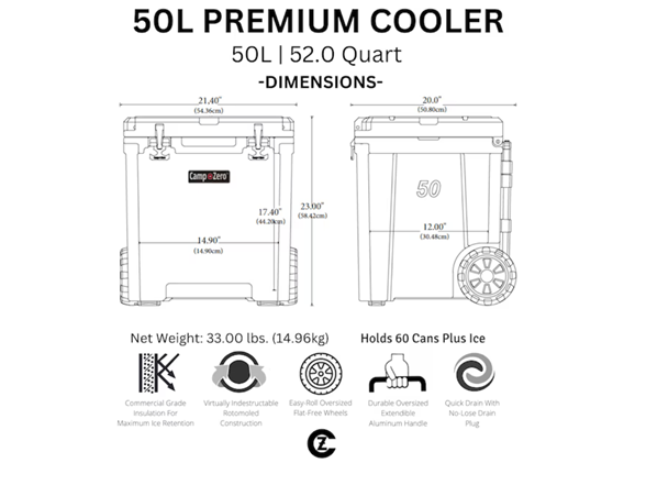 CAMP-ZERO Hard Cooler - 50L