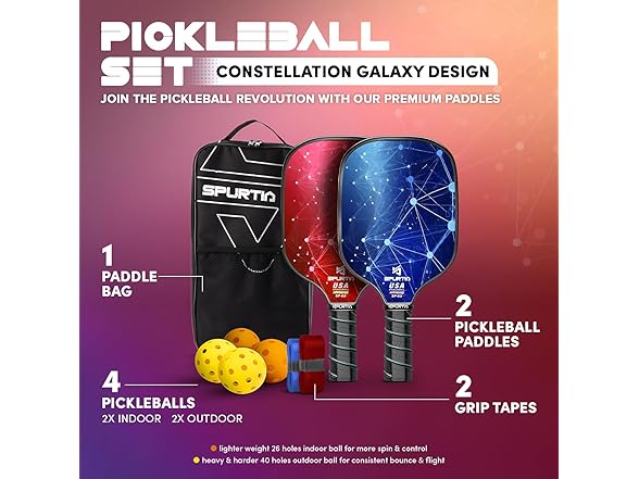 Spurtia Pickleball Paddles Set of 2 USAPA