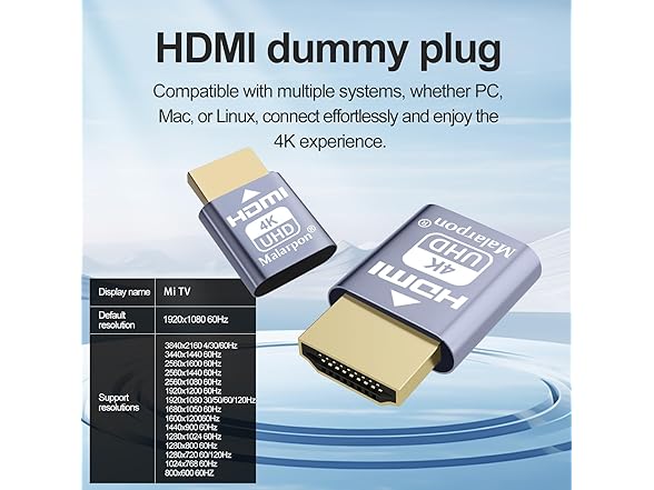 6Pc HDMI Plug fit-Headless Display