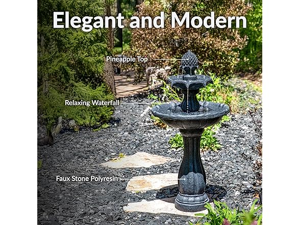 Sunnydaze Pineapple 46-Inch 2-Tier Outdoor Solar Fountain