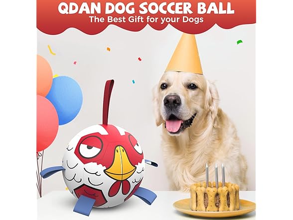 QDAN Chicken Dog Toys Soccer Ball with Straps