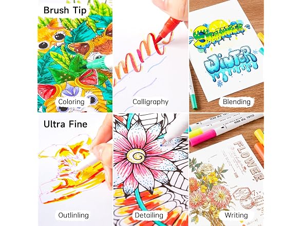 Shuttle Art Dual Brush Marker Pens, 56 Colors