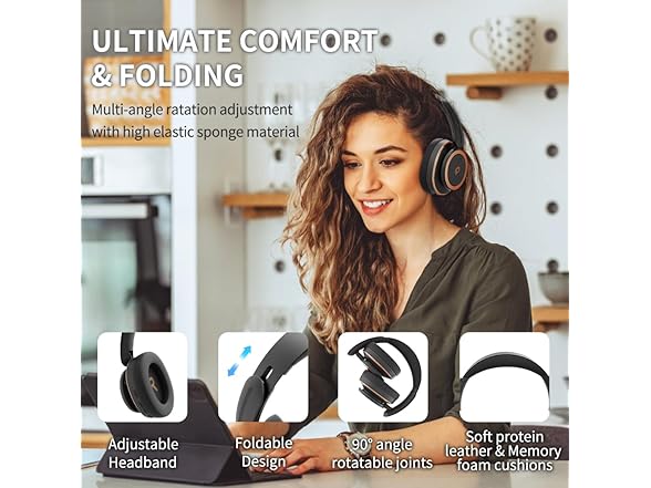 Unbktom Over Ear Headphones w/ Microphone 76H Playtime