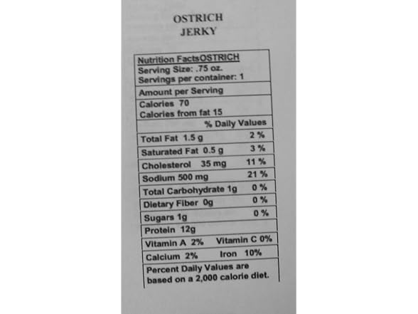 1CT Wild Game Beef Jerky- Ostrich Jerky