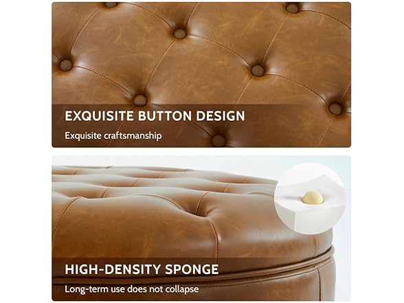 Immulize 30-Inch Round Storage Ottoman, Modern Button Circle (Open Box)