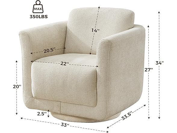 Swivel Accent Chair Beige