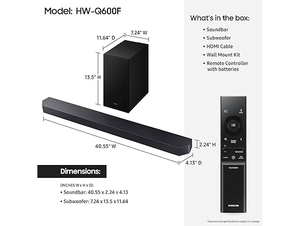 (NEW) Samsung HW-Q600F 3.1.2ch Soundbar (2025)