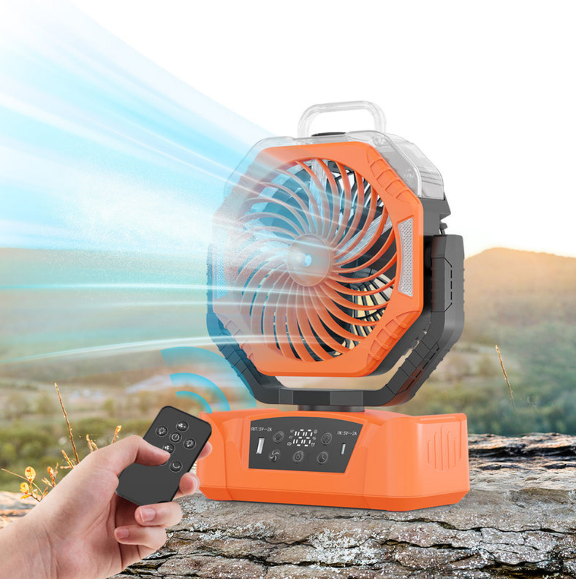 Rechargeable Camping Fan with Mist - Gallery 8