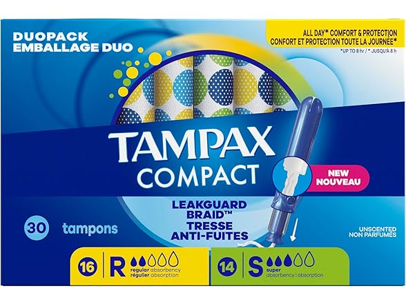 Tampax Pocket Pearl Plastic Tampons, 30-Count
