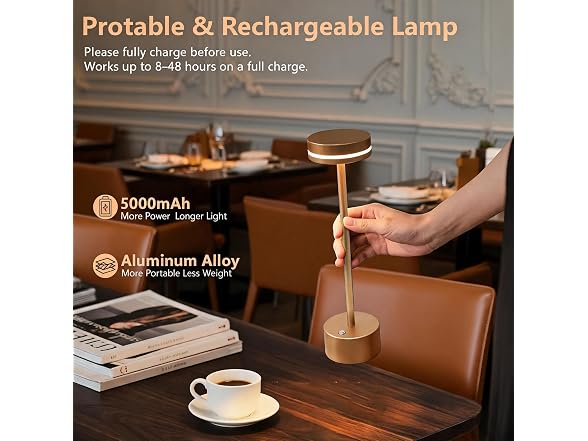 2 Pack Cordless Table Lamps, 5000 mAh