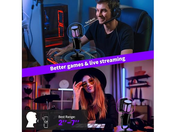 PUPGSIS Gaming Mic RGB Noise Cancel
