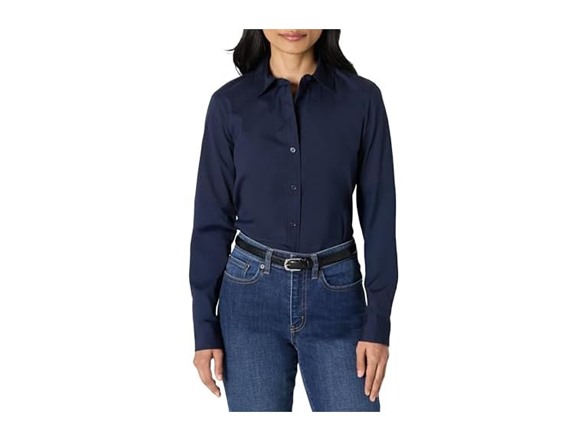 Amazon Essentials Women Stretch Poplin Button-Up Shirt - Gallery 6