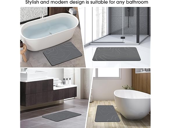 ZIKIBL Stone Bath Mat | 24''x16'' Grey