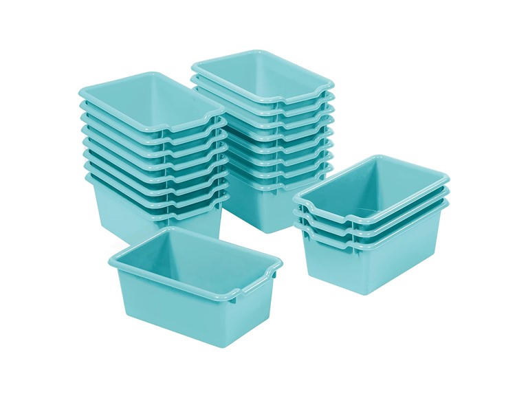 ECR4Kids Scoop Front Storage Bin, Multipurpose Organization, Seafoam, 20-Piece