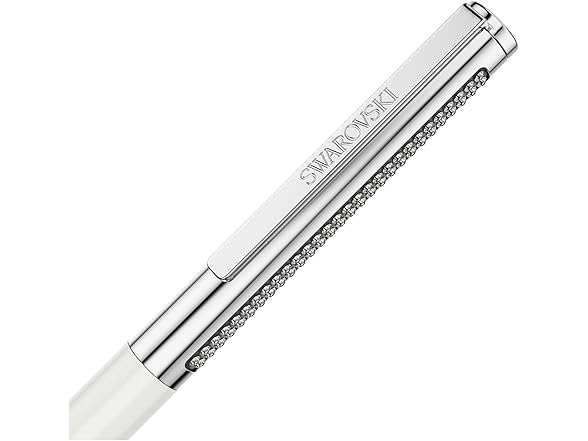 Swarovski Matrix Tennis ballpoint pen, White, Chrome plated