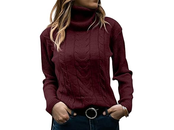 Womens Turtleneck Cable Knit Sweaters
