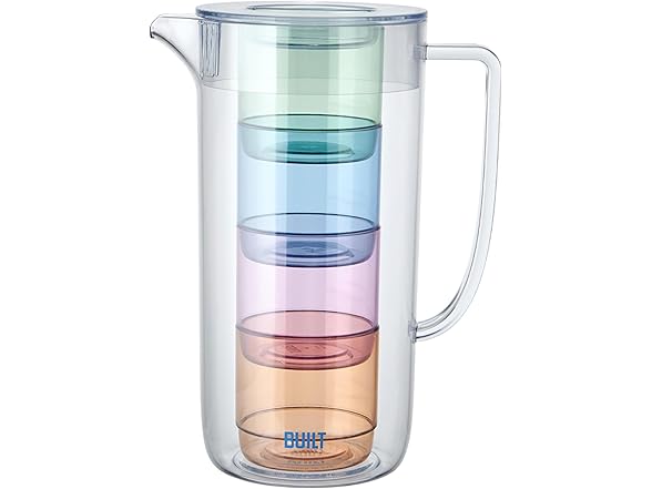 BUILT Acrylic Lagoon Pitcher With 4 Stackable Tumblers