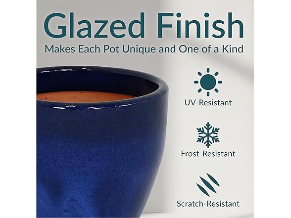 Sunnydaze Round Resort Ceramic Planter - Set of 2