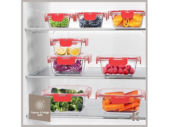 Borosilicate Glass Food Containers with Lids 16 Pc