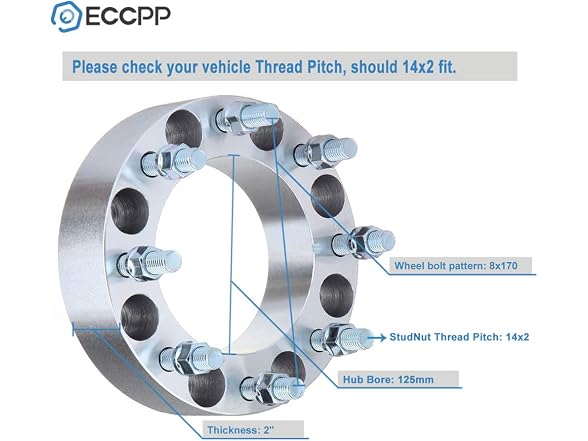 ECCPP 2PCS 2 inch 50mm Wheel Spacers 8 Lug Su