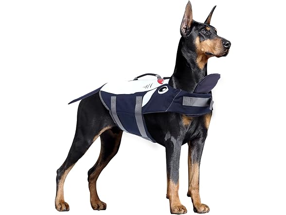 Dog Life Jacket,Cartoon Shark Pattern,Pet Fl