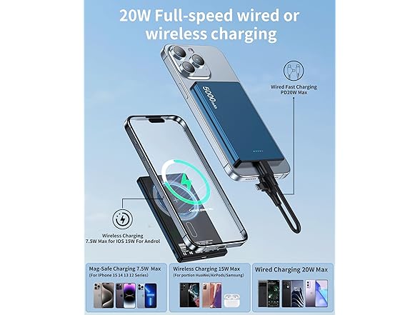 ZBF 5,000mAh Slim 20W Magsafe Power Bank