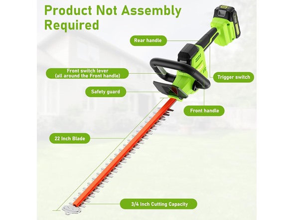 sunchers 22" Cordless Hedge Trimmer
