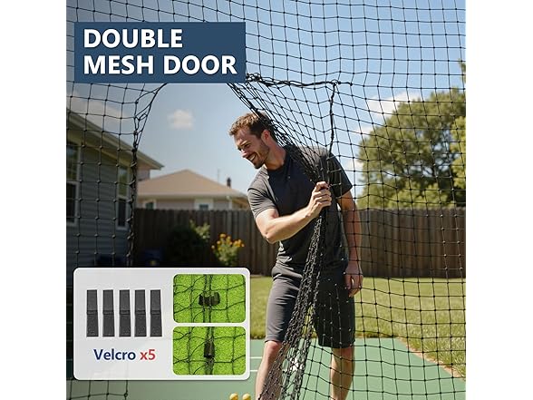 SHANTRA Batting Cage Netting - 55'L/35'L/20'L, Enclosed Baseball & Softball Cage with Door, PE Hitting Nets for Backyard