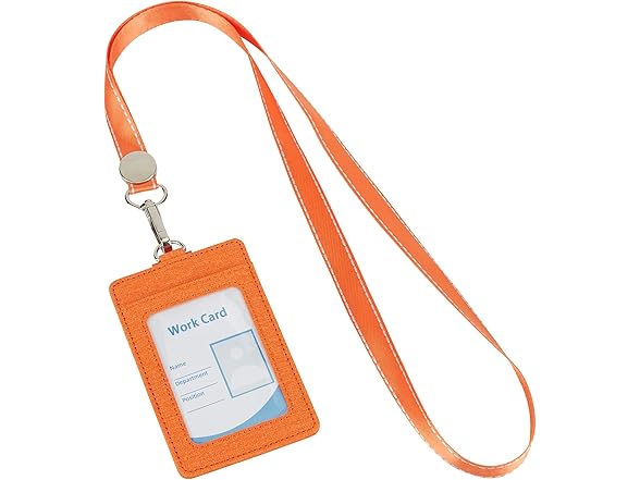 Faux Leather Vertical Badge Holder