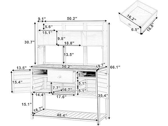Merax Solid Fir Wood Potting Bench, 50.2"