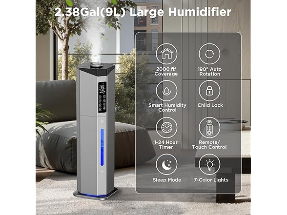 GloryAir 2.38Gal/9L humidifier